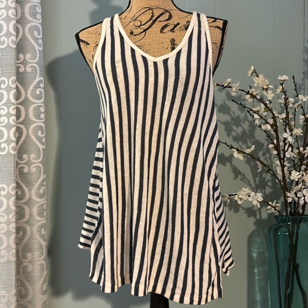 Madewell Striped V-Neck Linen Blend Tank